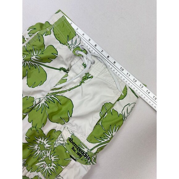 ABERCROMBIE Hawaiian Cargo Lined Board Shorts Size M Mens Green/White - Picture 3 of 8